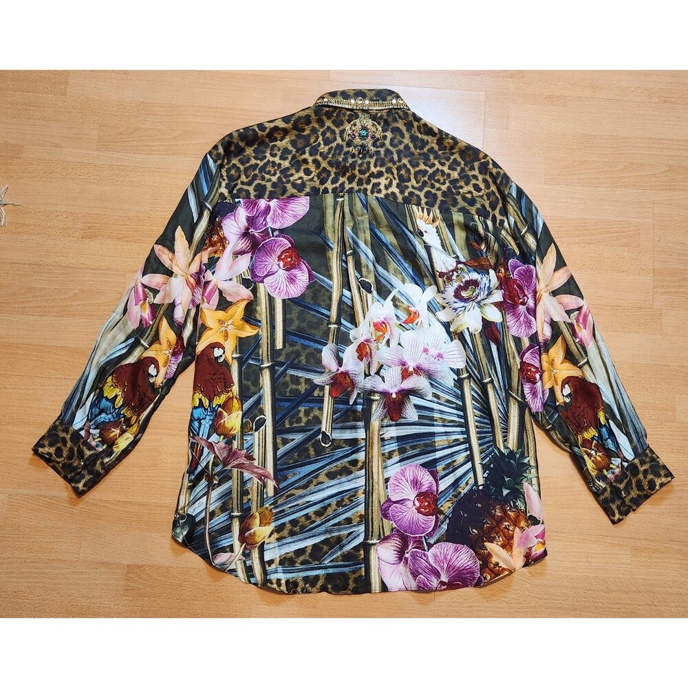 Women's Camilla Silk Passport To Paradise Multicolor Oversized Blouse Size Small - Picture 11 of 16